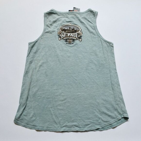 Harley Davidson Women's Teal Blue Slashed Tank Large New - Picture 5 of 7